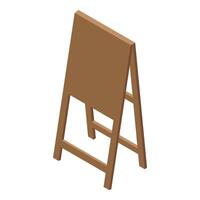 Wooden easel standing with empty brown canvas isometric view vector