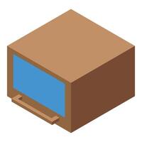 Wooden drawer isometric icon showing storing or organizing vector