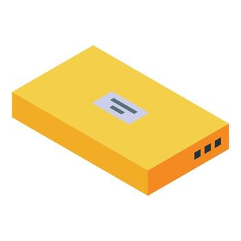 Rectangular cardboard box with label isometric icon vector