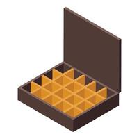 Empty waffle iron opened and displaying its non stick surface in isometric view vector