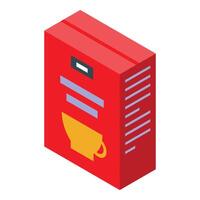 Red cardboard package containing instant soup being prepared for lunch break vector