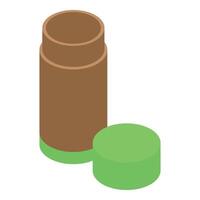 Eco friendly cardboard push up tube with green lid open isometric view vector