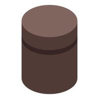 Brown round cardboard box packaging isometric view vector