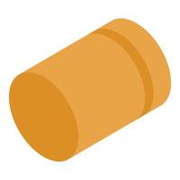 Round hay bale lying down isometric view vector
