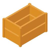 Empty wooden crate standing on white background vector