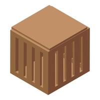 Empty wooden crate isometric view for shipping and storage vector