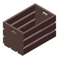 Empty wooden crate isometric view for storage and transport vector