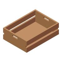 Empty wooden crate standing on white background vector
