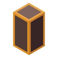 Isometric cube container with golden edges on white background vector