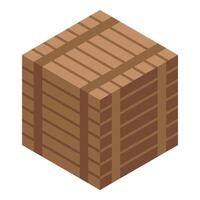 Wooden crate standing on white background isometric view vector