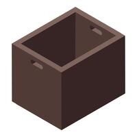 Empty brown box open top view storage container vector