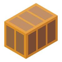 Closed wooden crate standing on floor in isometric view vector