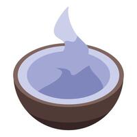 Half coconut with splashing coconut milk isometric view vector