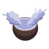 Coconut water splashing into half coconut shell vector