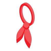 Red neckerchief knotted at the back isometric illustration vector