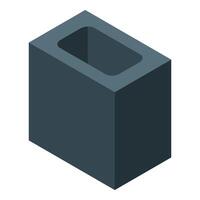 Dark grey concrete block standing upright isometric view vector