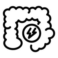 Intestine suffering from pain represented by lightning bolt icon vector