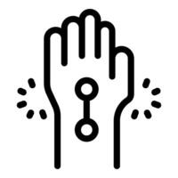 Hand touching futuristic digital interface with glowing circles vector