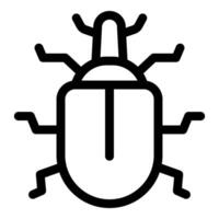 Computer bug is attacking computer mouse, simple black line icon vector