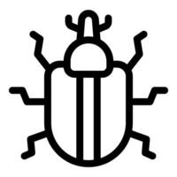 Big black bold beetle crawling computer bug icon vector