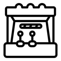 Arcade game machine with joysticks being played in amusement park vector