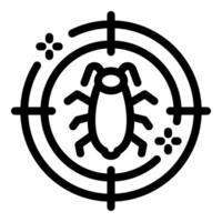 Crosshair aiming at a bug symbolizing debugging process vector