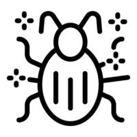 Black line art vector icon of a bug glitching with sparkles