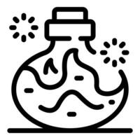 Magic potion bubbling in a round glass flask vector