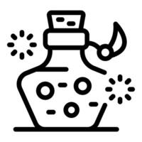 Corked glass jar with horn containing bubbling magic potion for a fantasy game vector