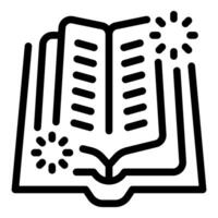 Open book spreading magic and shining light with sparkles icon vector