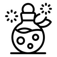Magic potion with bubbles is standing on table and sparkling vector