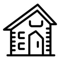 Simple black and white vector icon of a log cabin