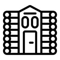 Log cabin facade with two windows and closed door vector