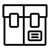Cardboard box with labels ready for shipping outline icon vector