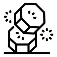 Two hexagonal molecules colliding releasing energy particles icon vector