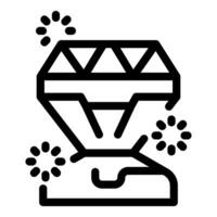 Big diamond shining with sparkles on black background vector