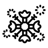 Beautiful snowflake surrounded by small snowflakes falling on the ground vector