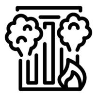 Factory is polluting and making earth sad, black and white vector icon