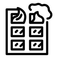 Burning building with smoke coming out from windows icon vector