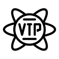 Line icon of an atom model with vip text inside vector