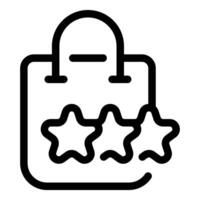 Shopping bag displaying three stars for customer satisfaction rating vector