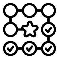 Business process achieving goals, workflow with star for success vector