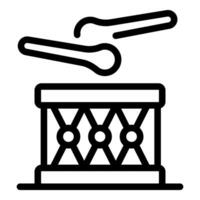 Drum with drumsticks hitting drumhead making music vector