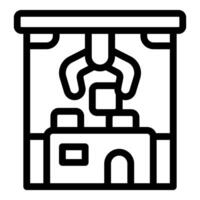 Claw crane arcade game machine trying to grab a prize vector