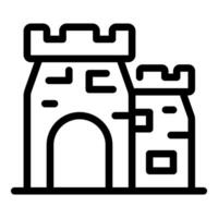 Simple black and white vector icon representing a medieval castle