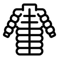 Winter down jacket providing warmth during cold weather vector