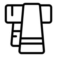Towel warmer rack holding towel with heating element icon vector