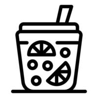Refreshing summer cocktail with straw and citrus slices in glass vector