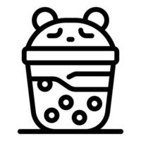 Bubble tea cup with panda bear lid boba tea taiwan drinks icon vector