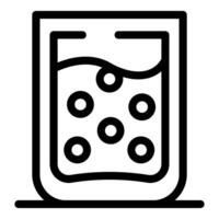 Laboratory glass beaker filled with liquid and bubbles is being used for chemical experiment vector